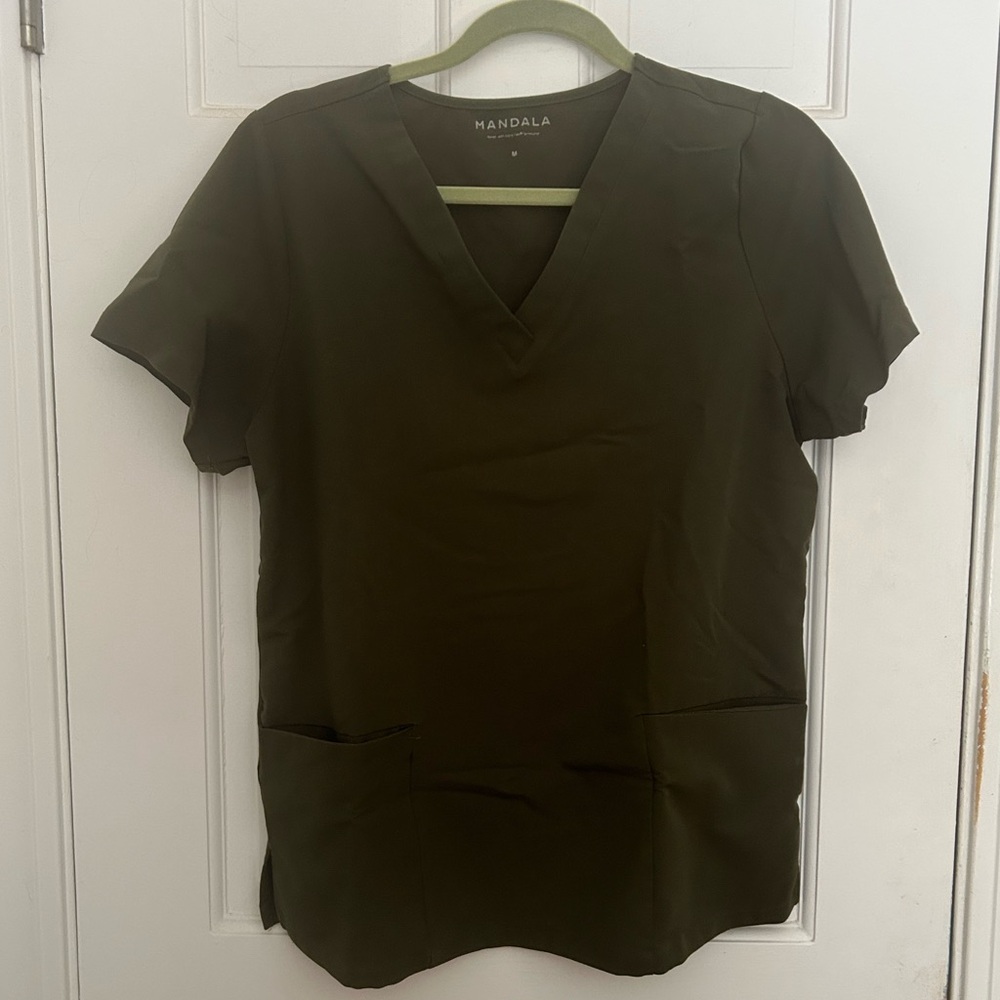 Olive green scrub top